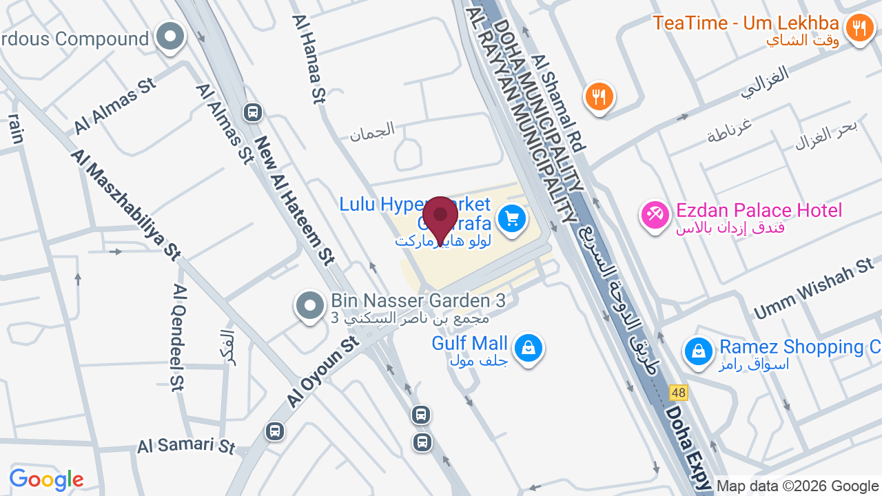 Map showing Doha Beauty Center – Gharafa