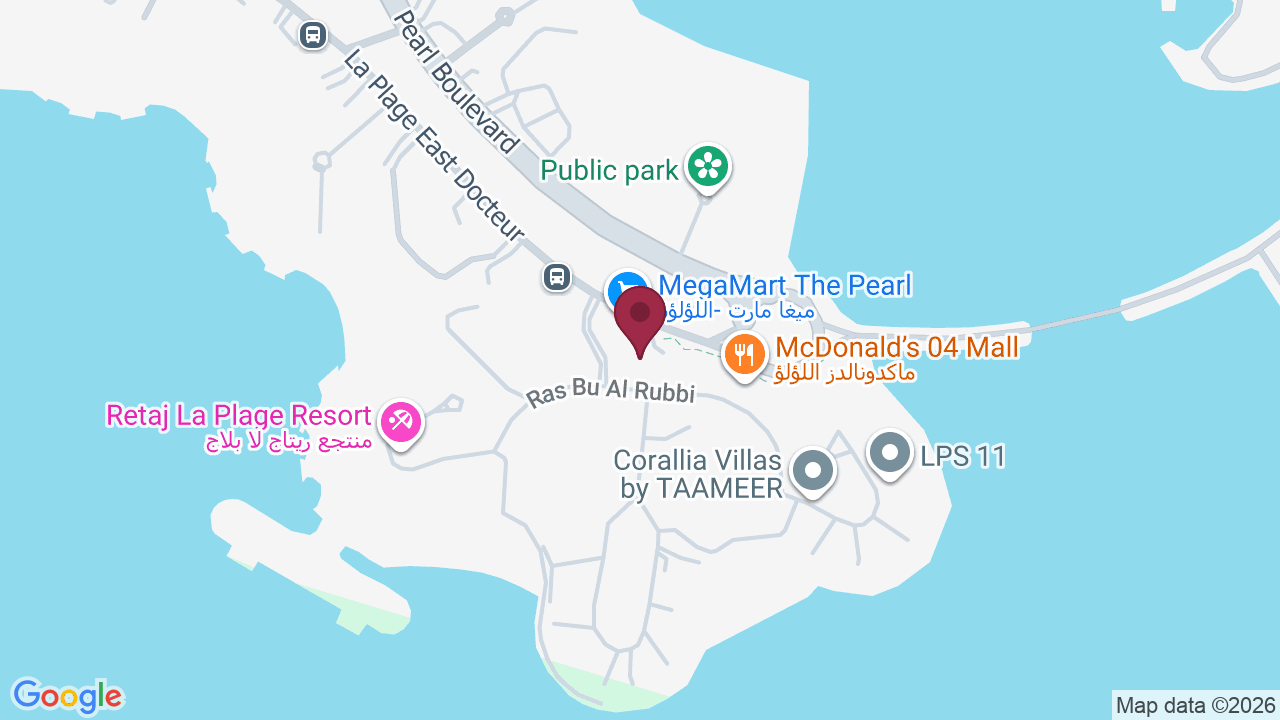 Map showing UFC Gym Pearl Qatar