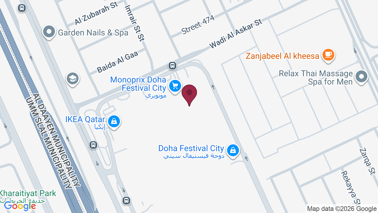 Map showing Glambar Beauty Lounge – Al Waab