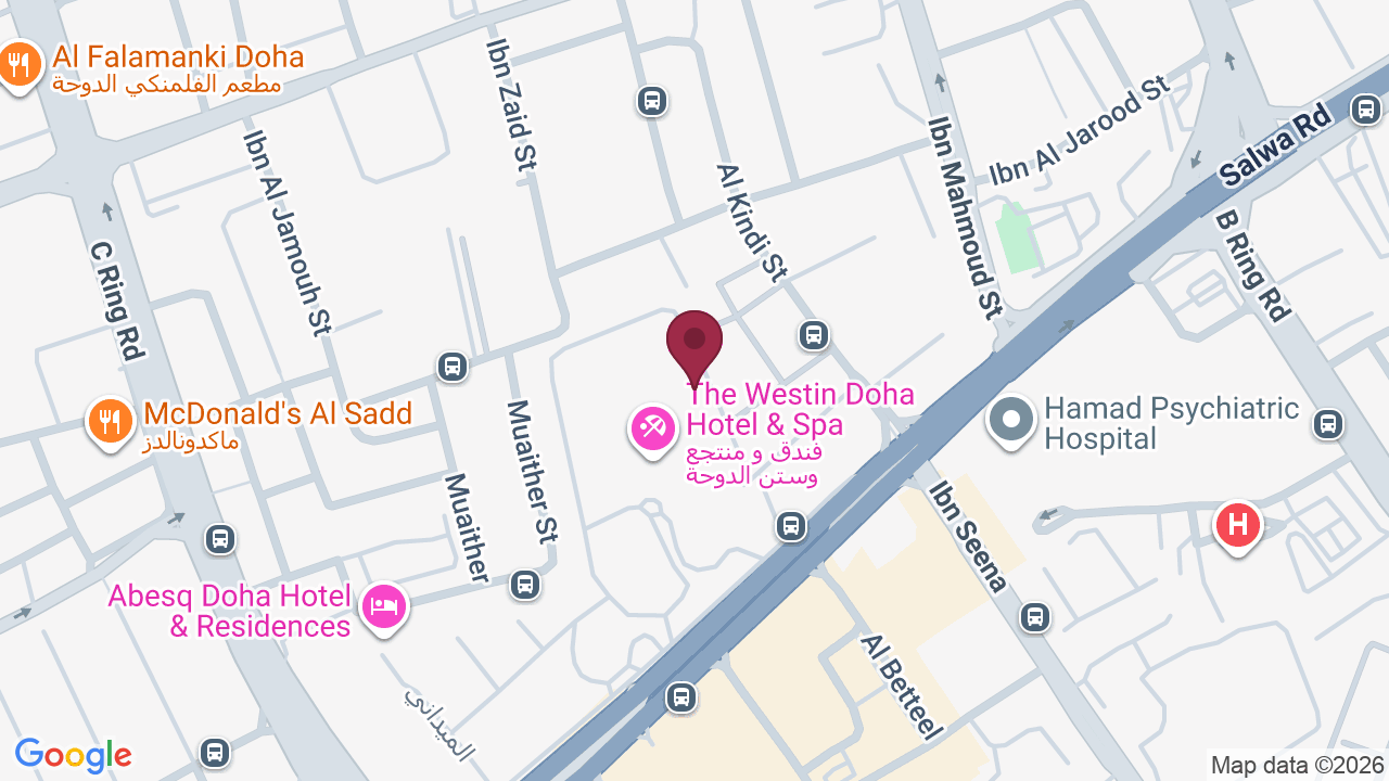 Map showing The Barbershop Doha, The Westin Doha Hotel & Spa