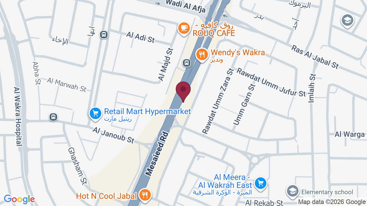 Map showing برو سبورت مساج الوكرة Pro Sport Massage Alwakra