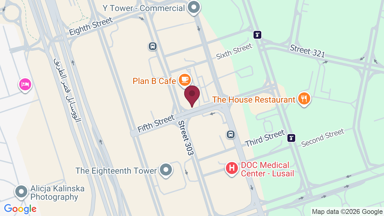 Map showing Diva Salon Lusail branch