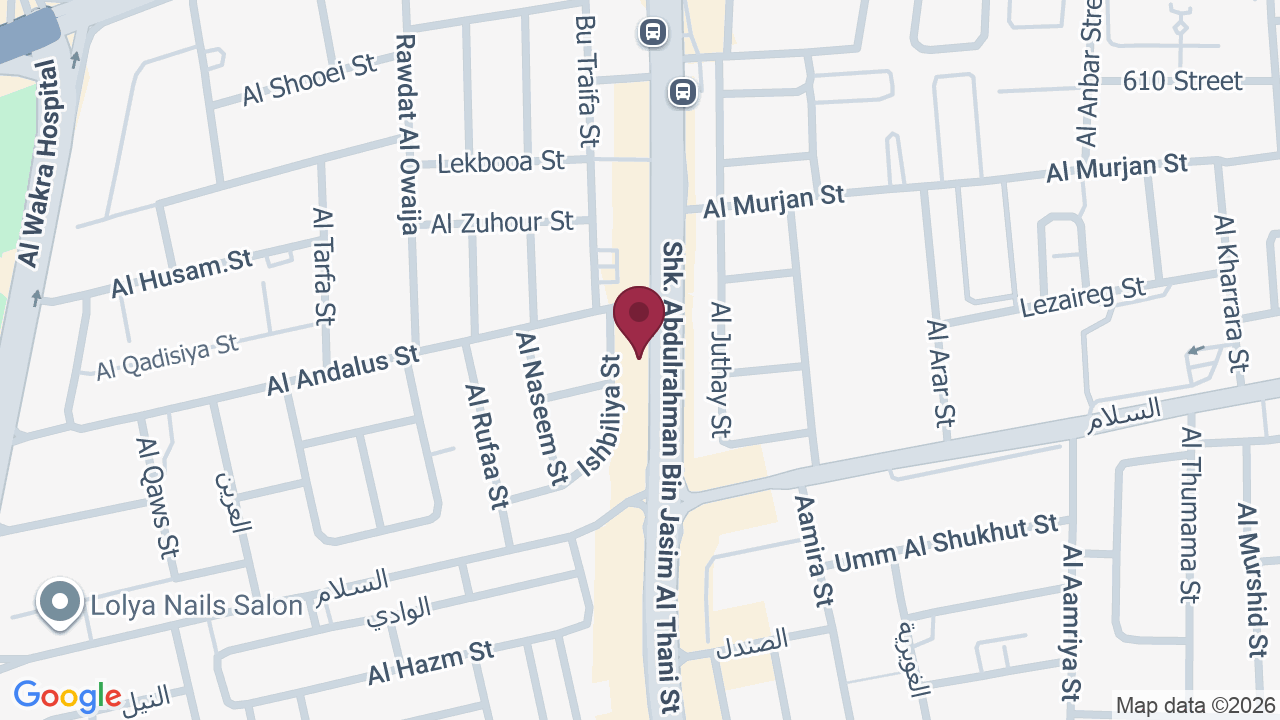 Map showing Abu Al Hana Saloon-New Wakra صالون ابو الهنا الوكرة الجديدة