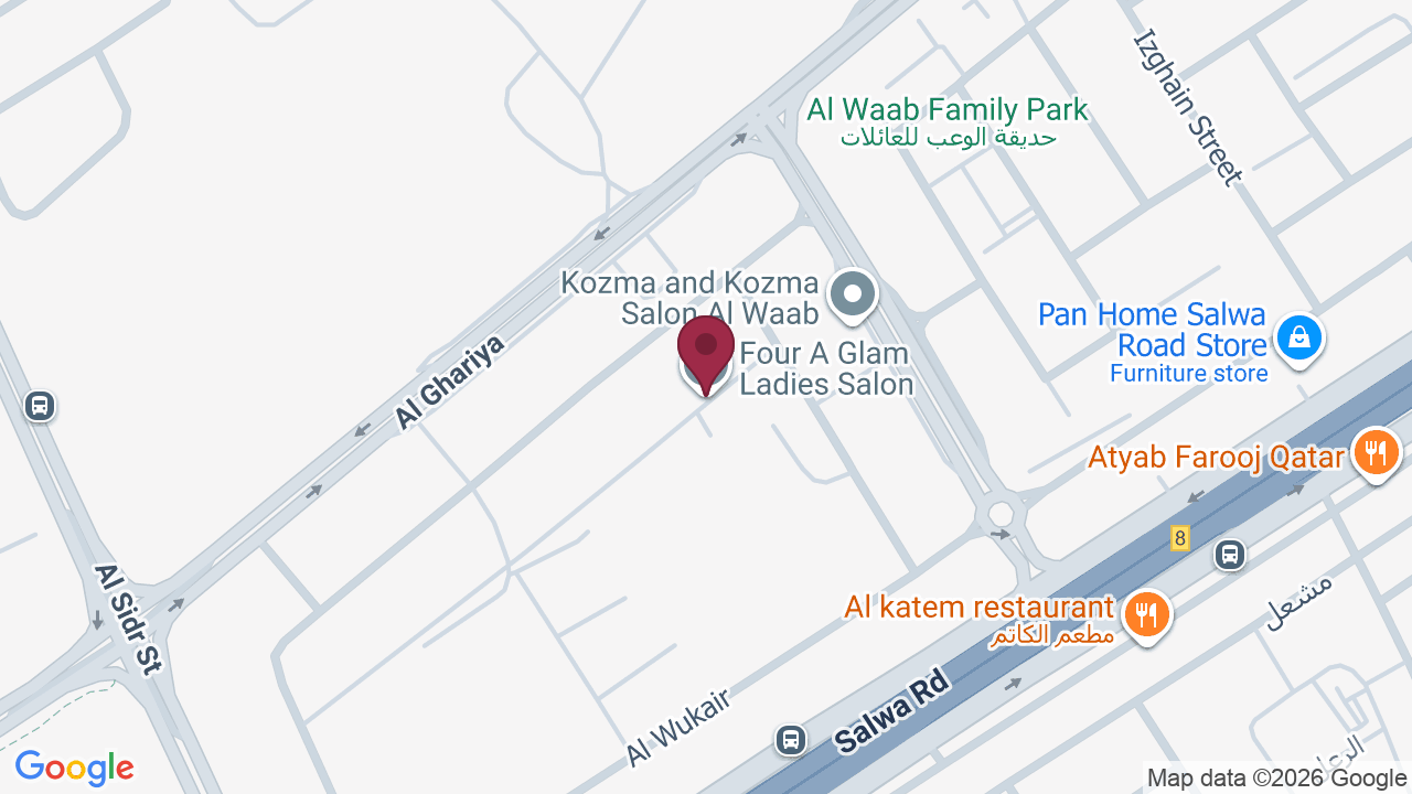 Map showing Four A Glam Ladies Salon