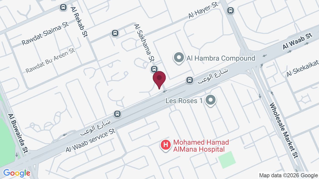 Map showing The Pearl Dermatology & Laser Centre – Al Waab