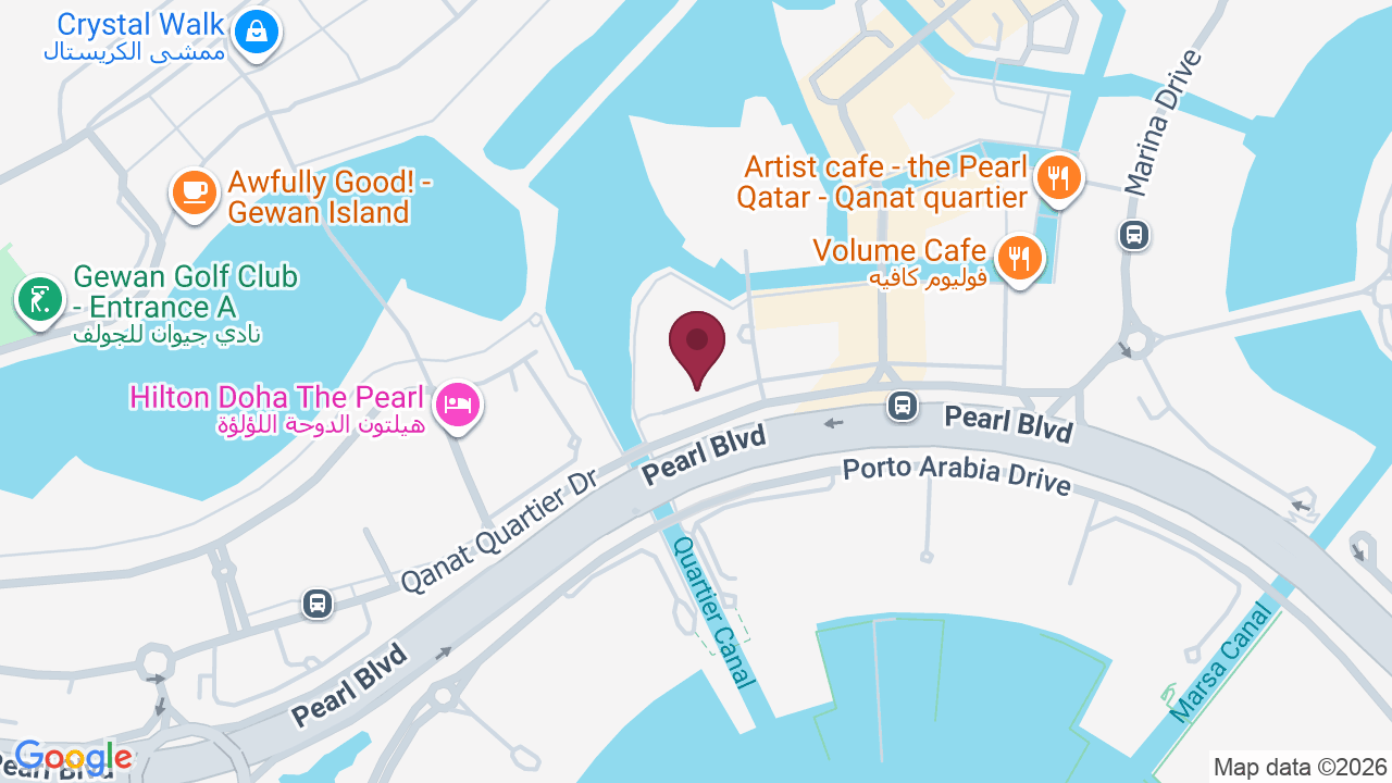 Map showing Divalounge Spa QQ The Pearl Branch