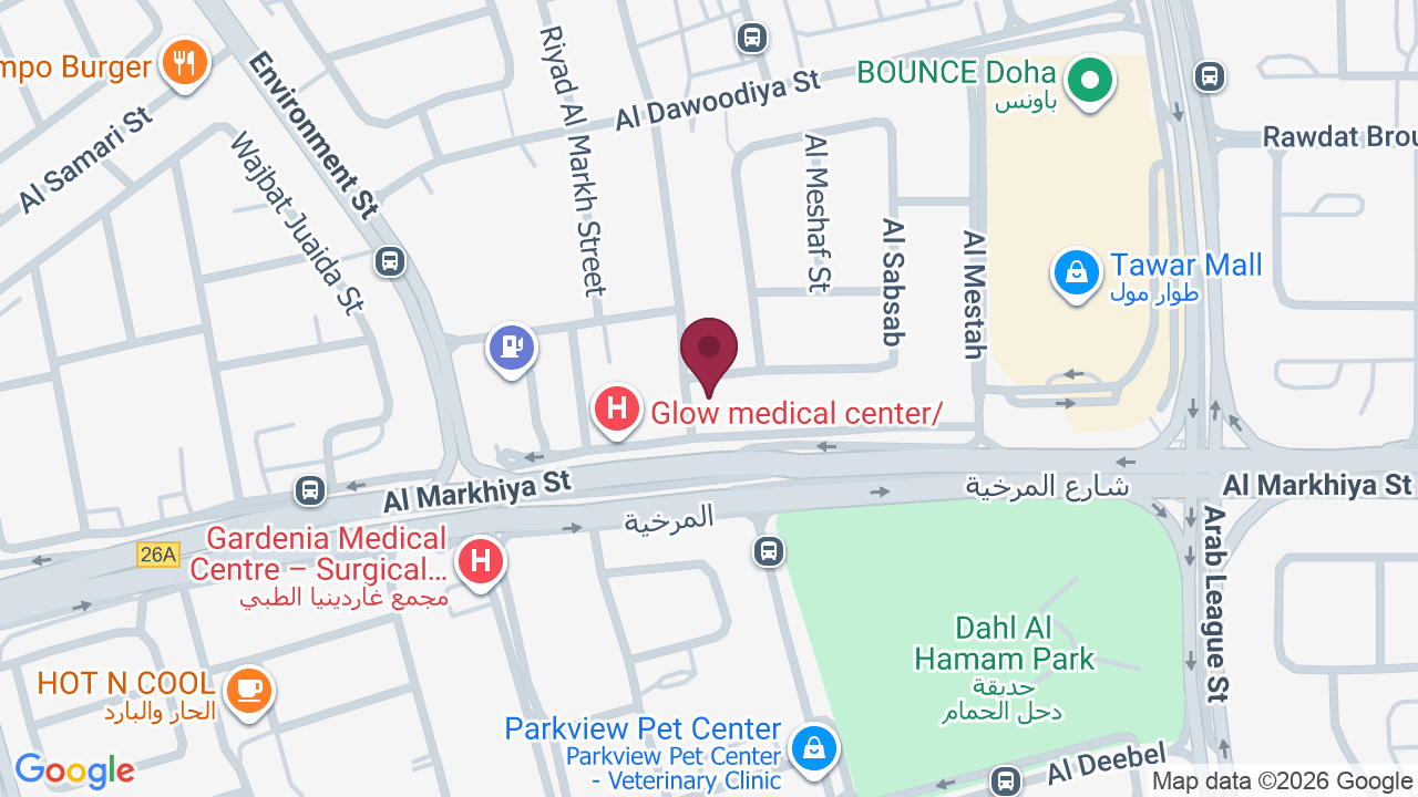 Map showing Clinica Joelle Qatar – aldhel branch كلينيكا جويل قطر – الدحيل