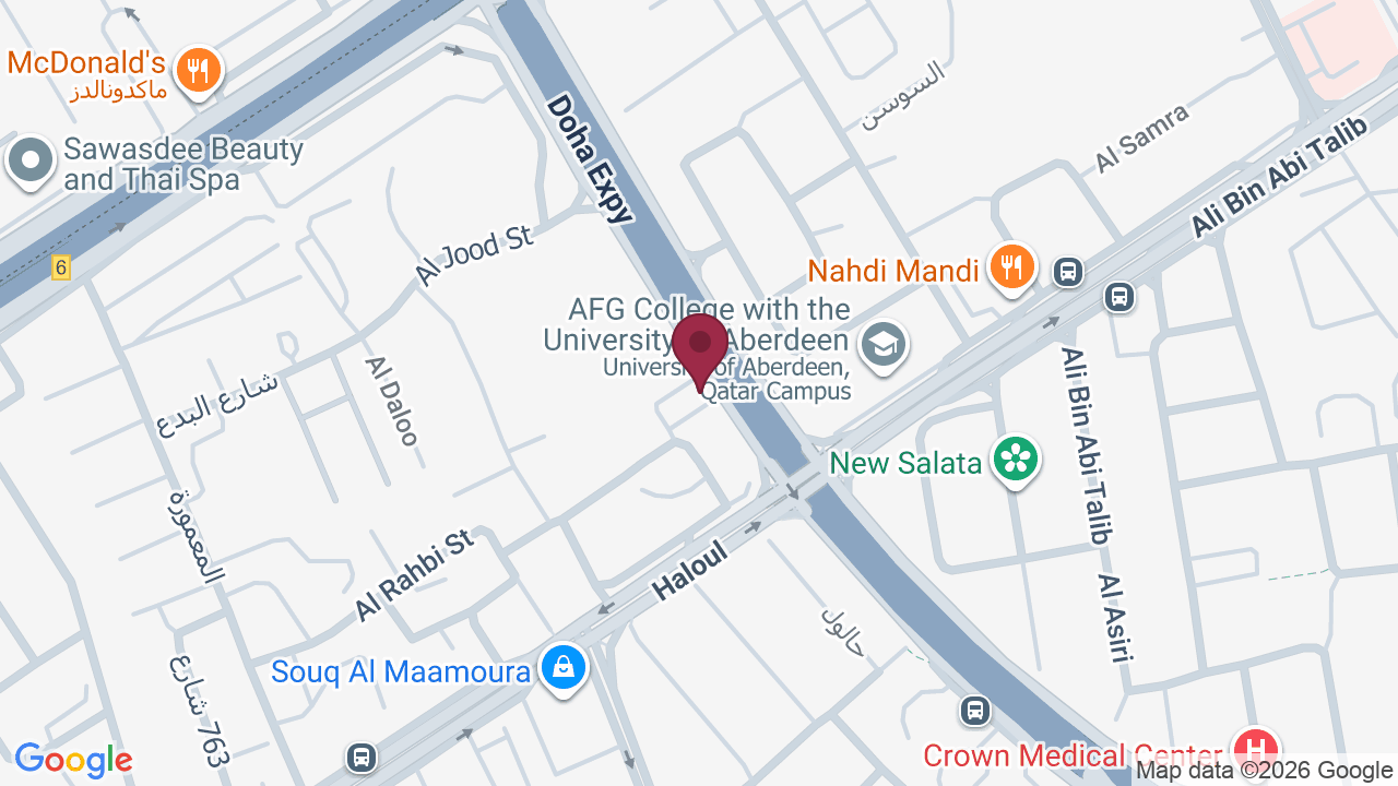 Map showing Clinica Joelle Qatar – Almamoura branch كلينيكا جويل قطر – المعموره