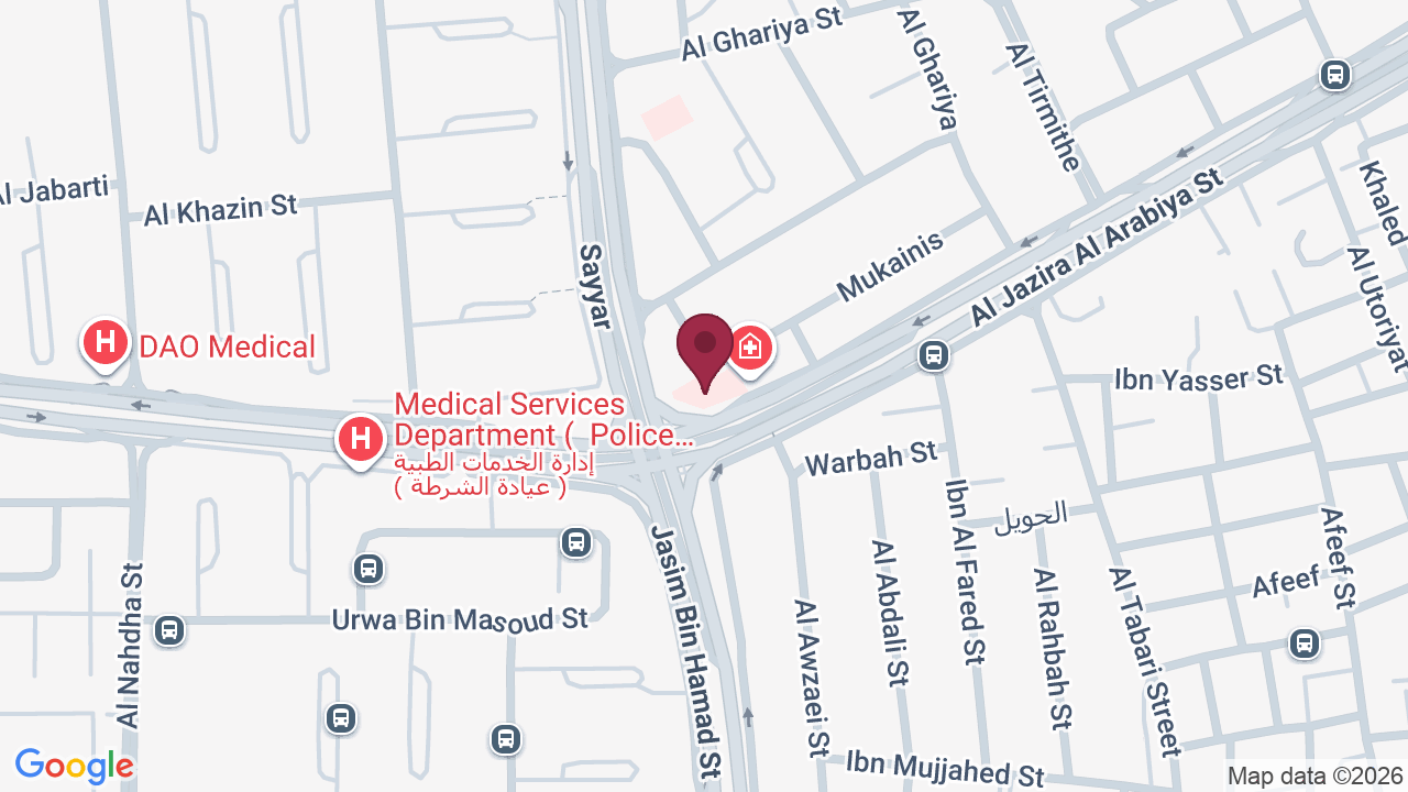 Map showing Tadawi Medical Center