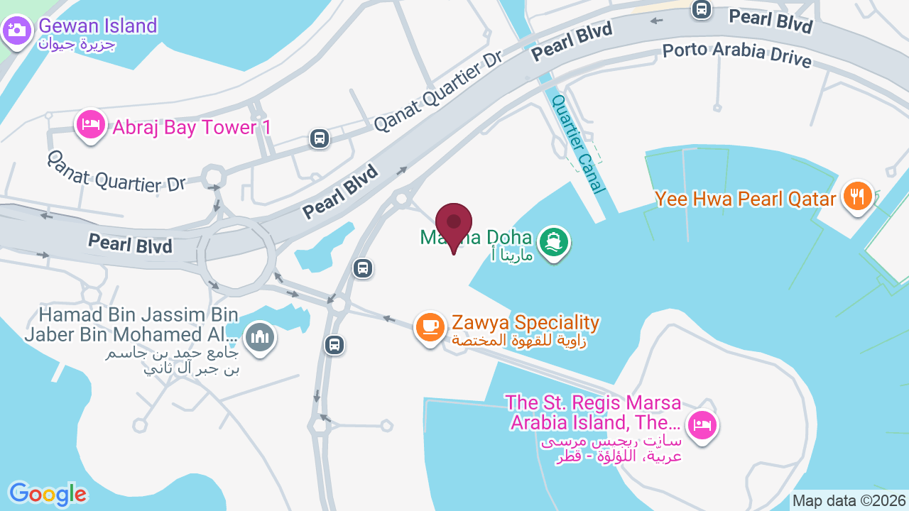 Map showing 7th Avenue Beauty Lounge The Pearl – Porto Arabia