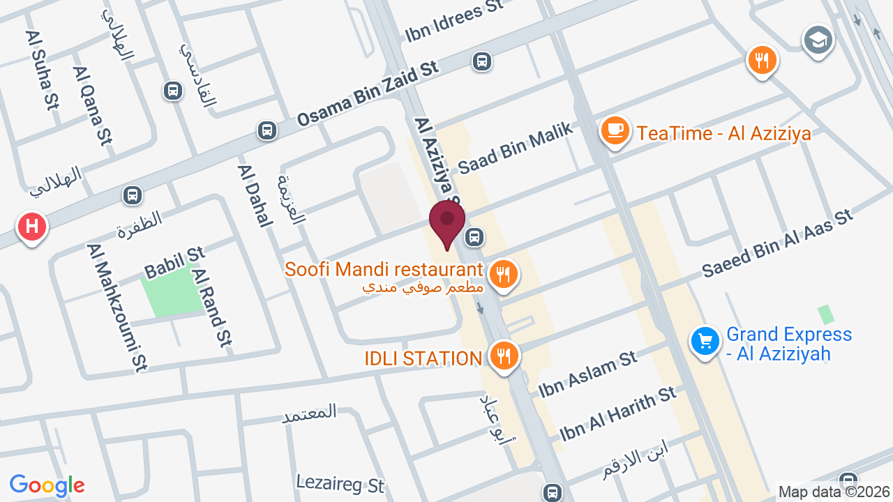 Map showing Shabab Alaziziya Saloon