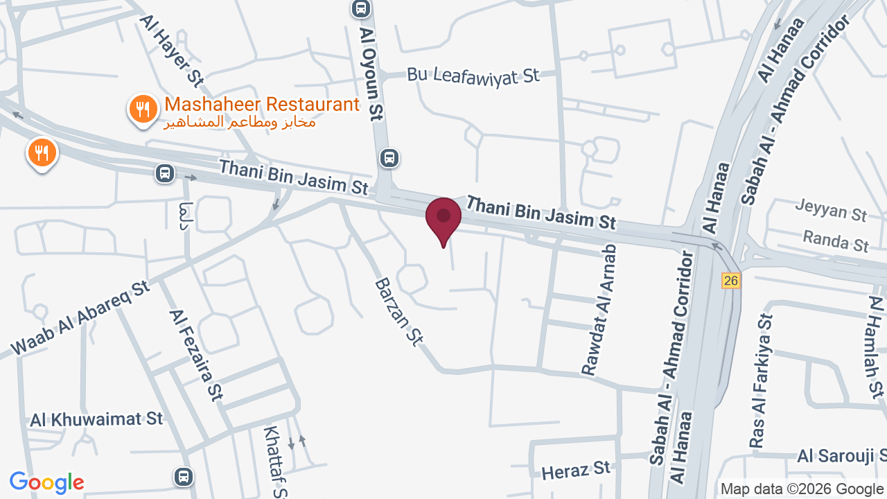 Map showing Tahoor saloon حلاق طهور