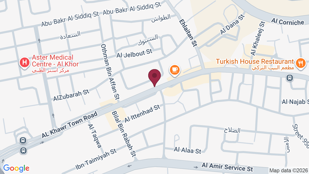Map showing SHABAB AL KHOR Saloon