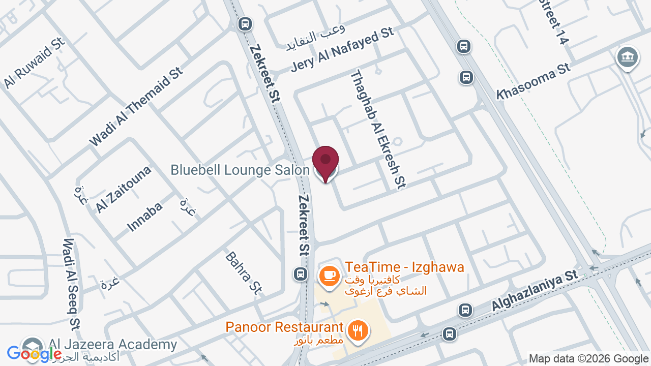 Map showing Bluebell Lounge Salon