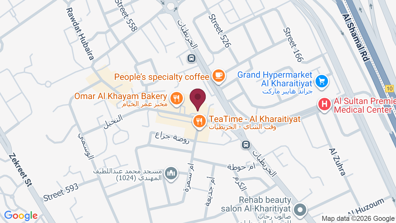 Map showing Al hudoo Massage center