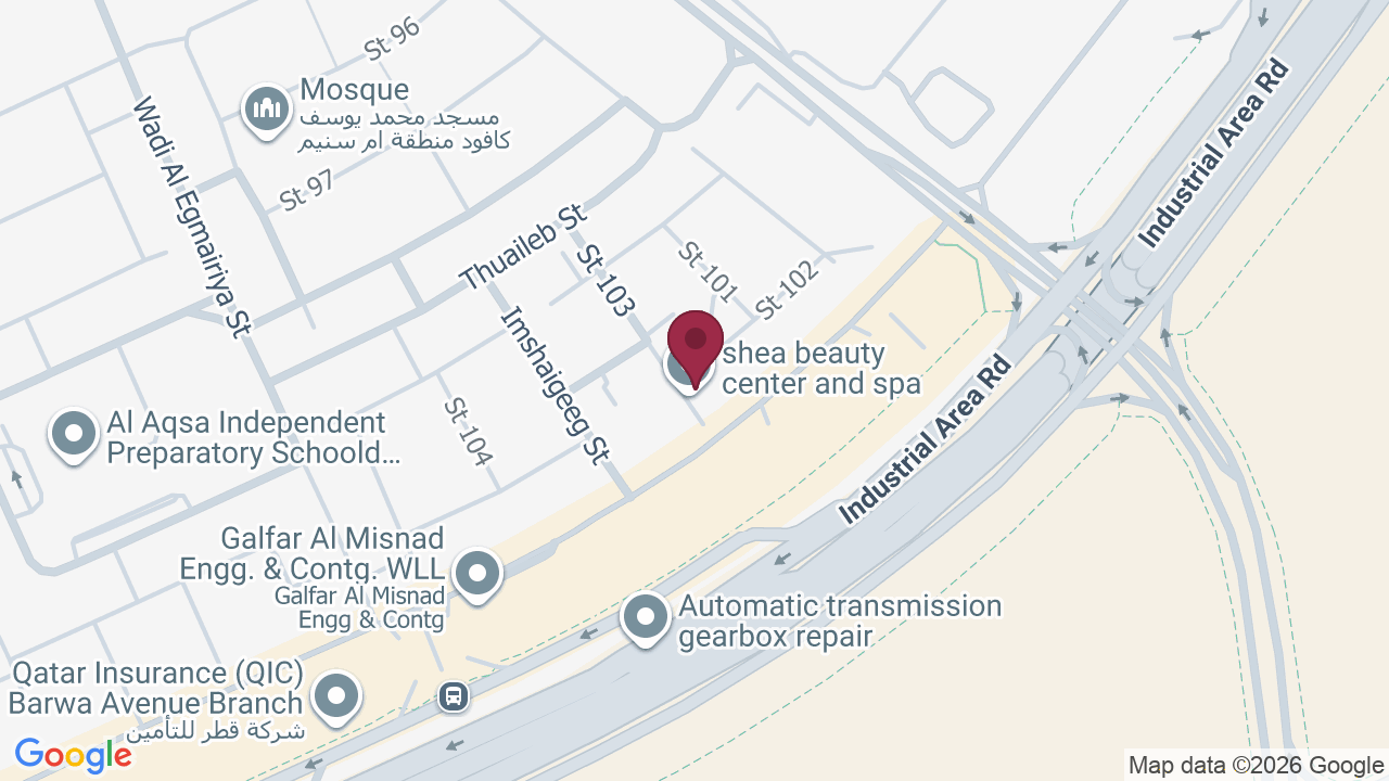 Map showing shea beauty center and spa